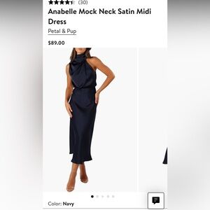Annabelle Mock Neck Satin Midi Dress